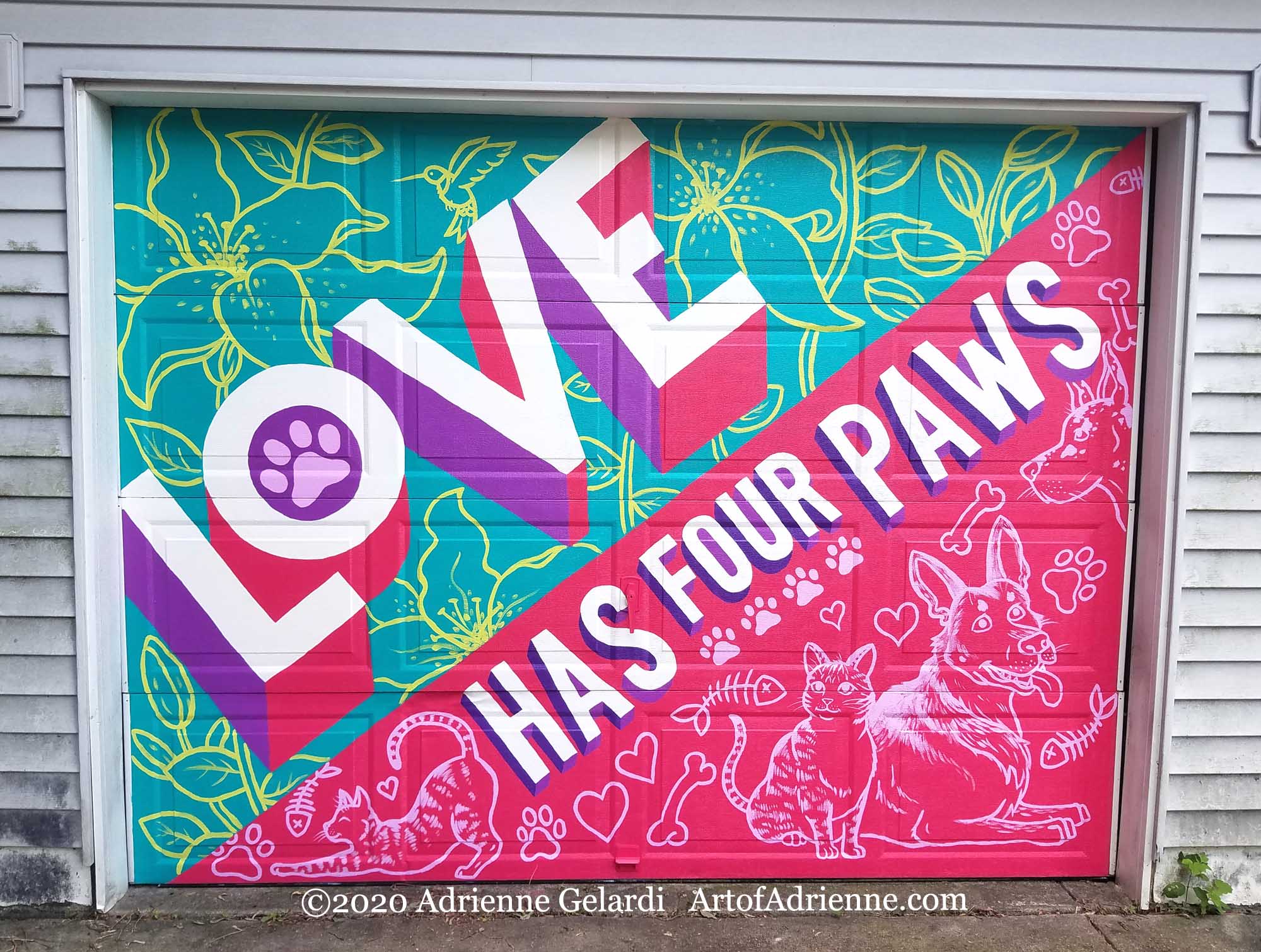 Love Has Four Paws Garage Door by Adrienne Gelardi ART OF ADRIENNE