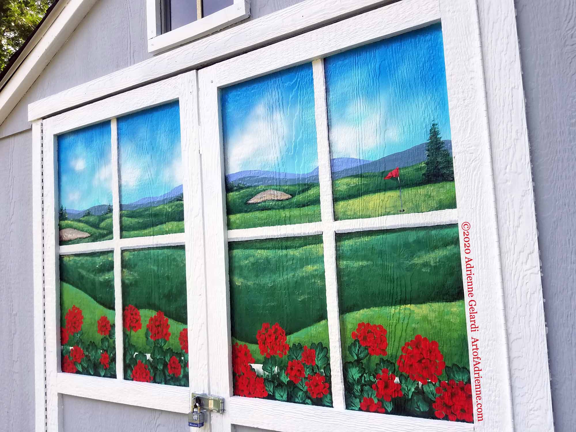 Golf course faux window mural by Adrienne Gelardi – ART OF ADRIENNE